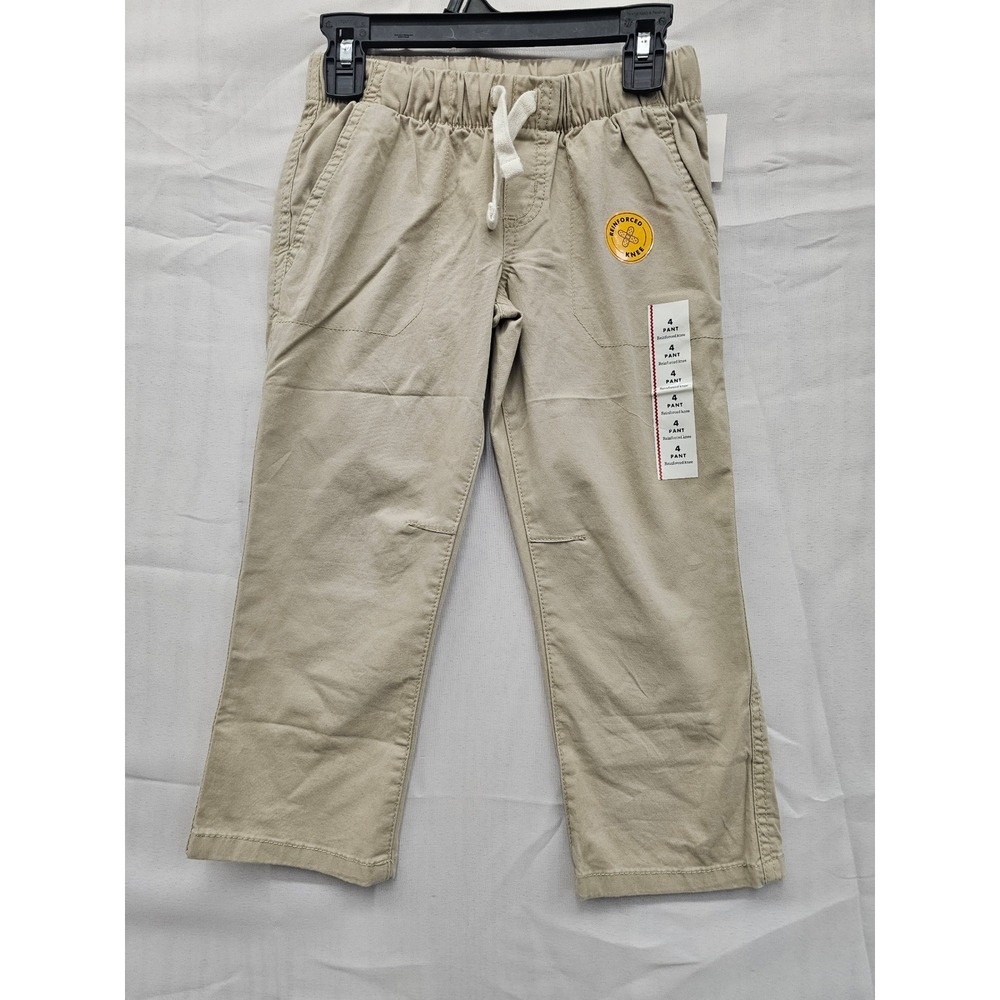Cat‎ & Jack Boys Straight Reinforced Knee Pants Beige Khaki G8K4Y4 Size 4 NWT